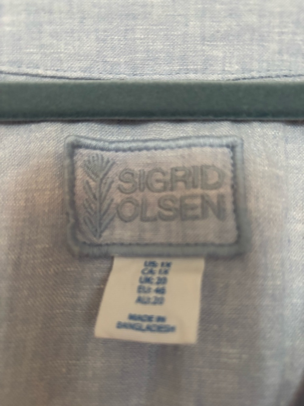 Sigrid Olsen Light Blue V-Neck Tunic with Side Button Detail - Picture 4 of 11